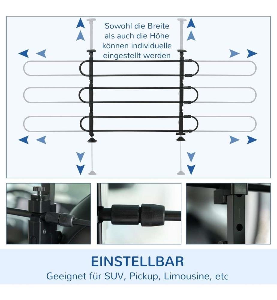 Grille de protection pour chiens Grille de séparation Grille de coffre 89-150x76-124 cm