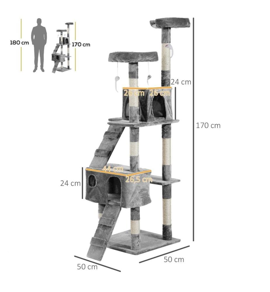 Arbre à chat avec grotte pour chats Échelle XXL 170 cm