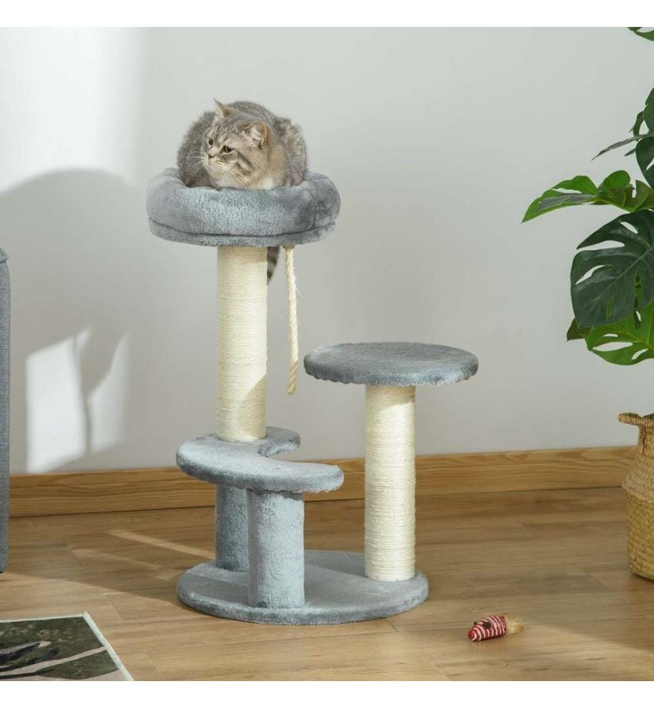Arbre à chat avec hamac Colonnes en sisal Gris Ø40xH65 cm