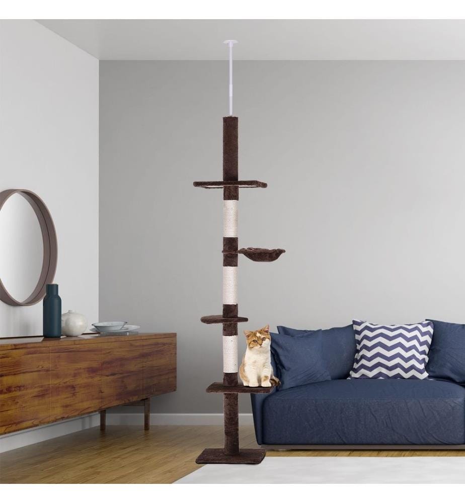 Arbre à chat haut de plafond réglable en hauteur 40x34x230-260 cm