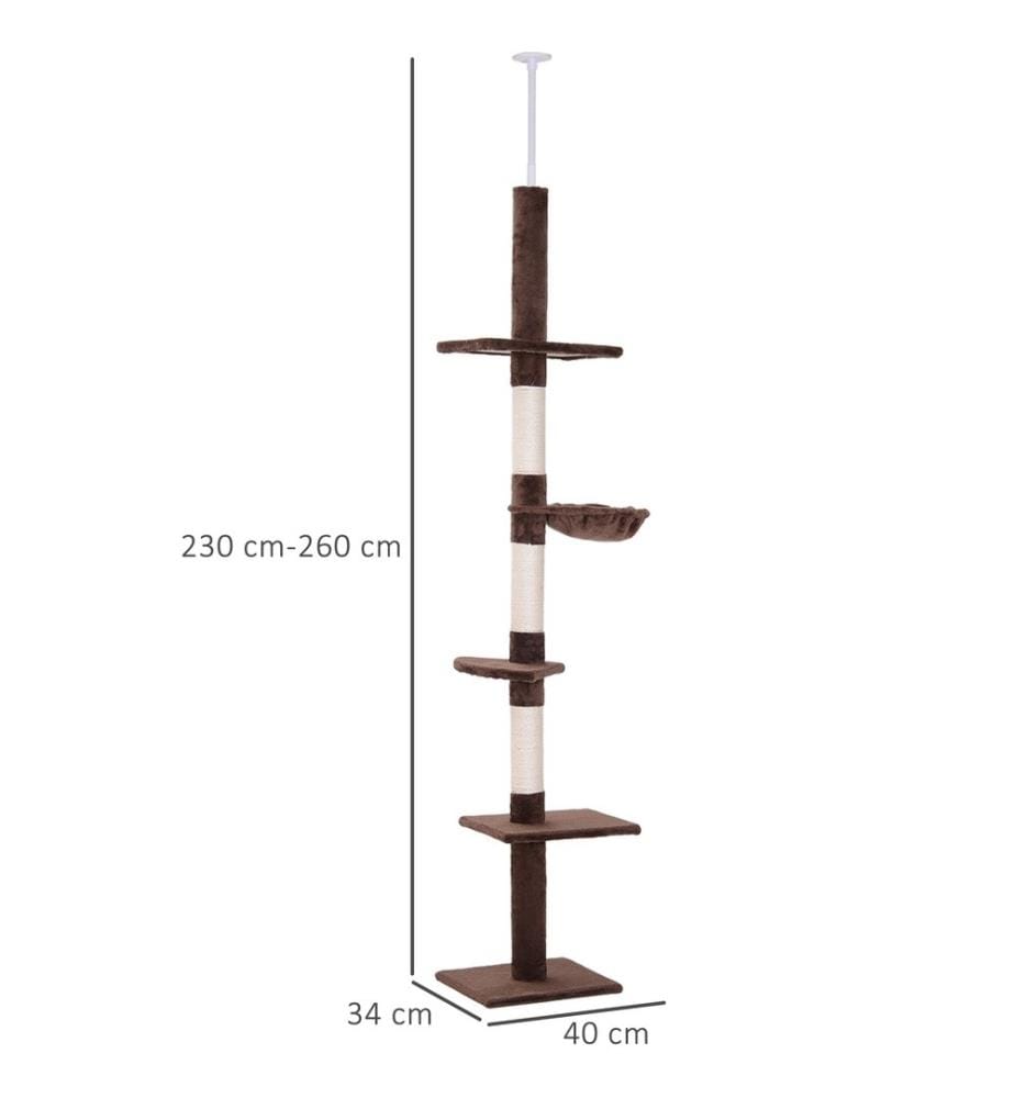 Arbre à chat haut de plafond réglable en hauteur 40x34x230-260 cm