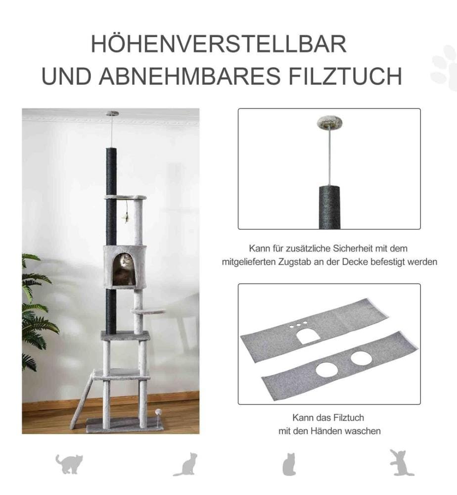 Cat tree height-adjustable 60x40x225-255 cm