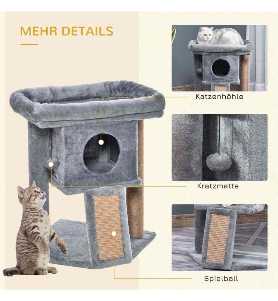 Arbre à chat griffoir avec tapis à gratter en jute 40x40x57 cm