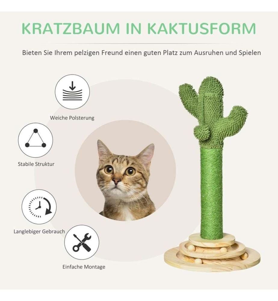 Arbre à chat Cactus Arbre à chat 60 cm Haut Vert Naturel