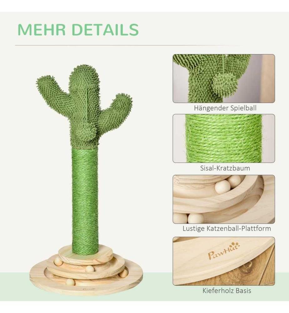 Arbre à chat Cactus Arbre à chat 60 cm Haut Vert Naturel