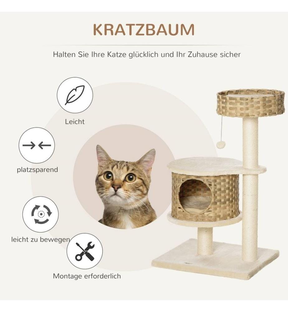 Scratching post rattan cat tree climbing tree height 95 cm