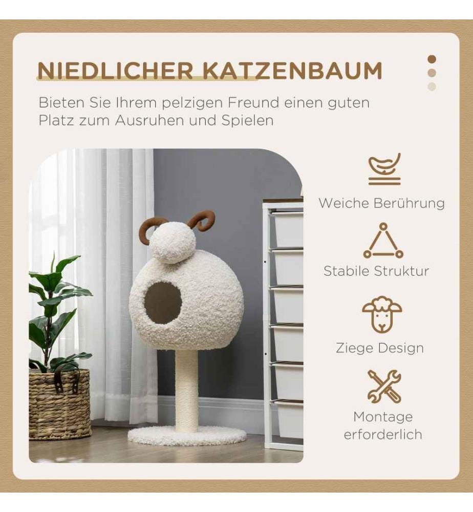 Arbre à chat Arbre à chat avec grotte pour chats en design chèvre 80 cm