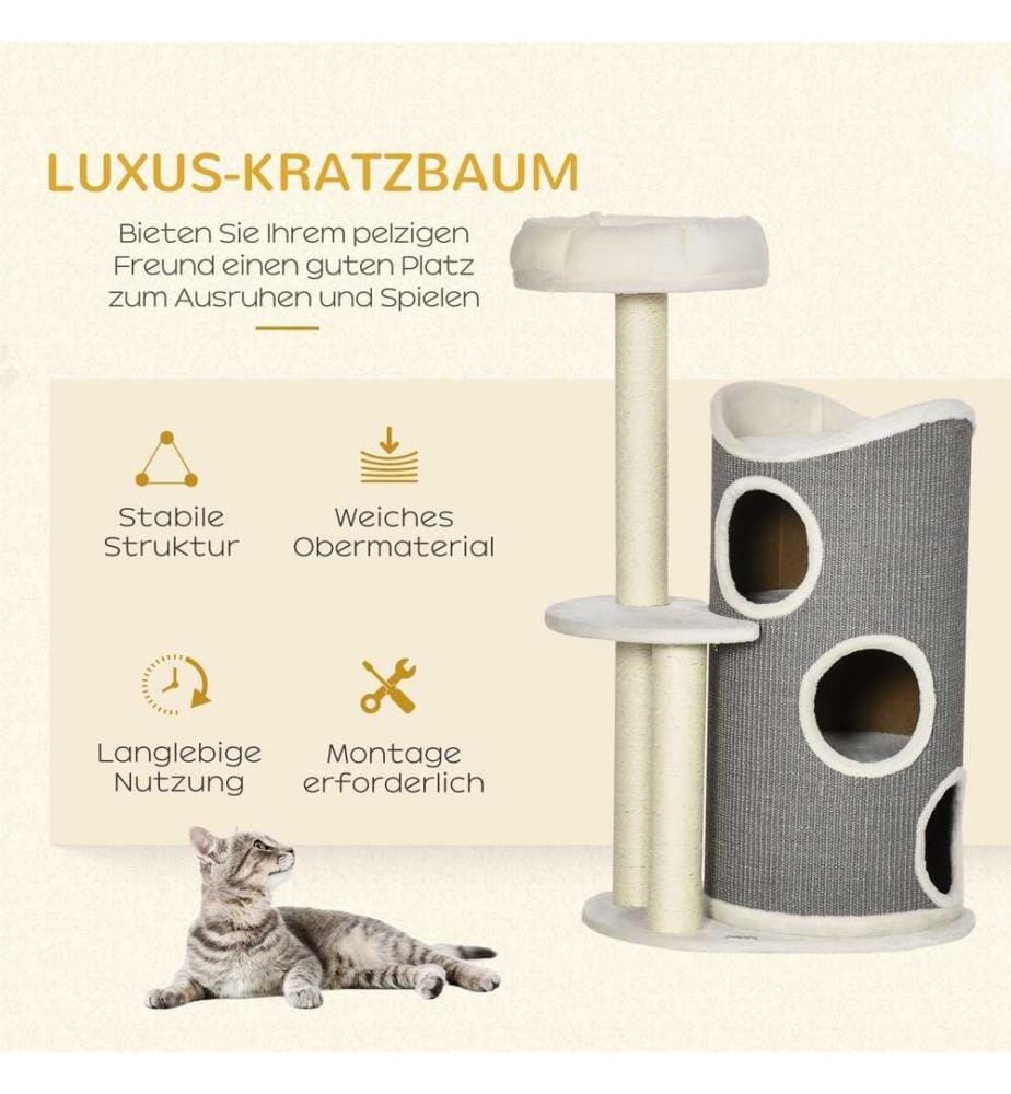 Scratching post 109 cm cat tree with scratching barrel