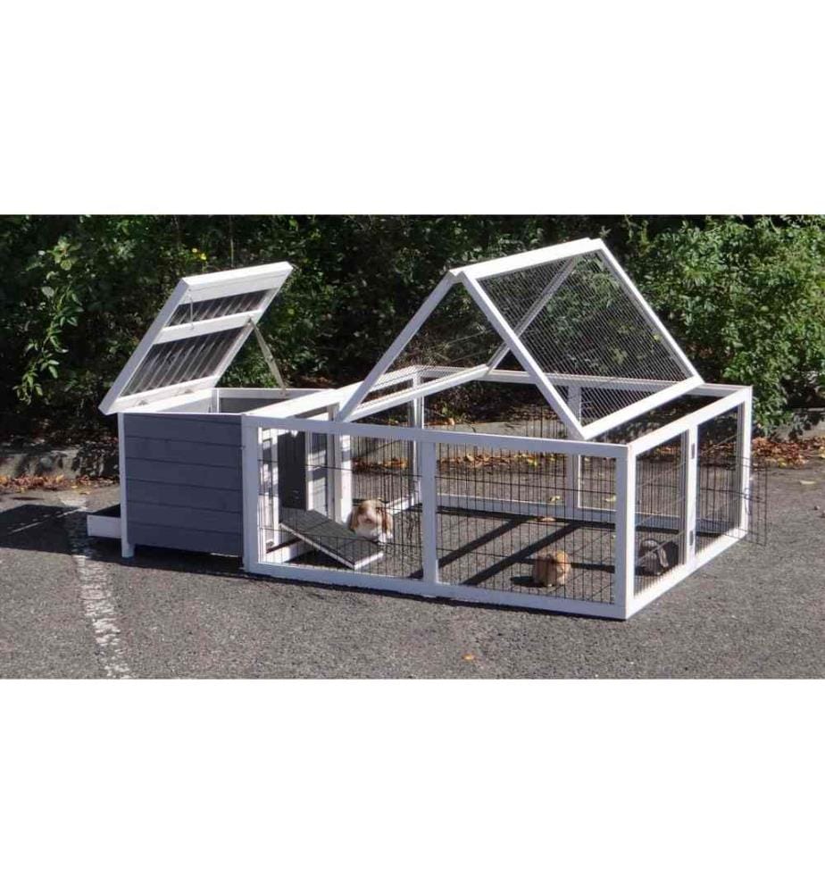 Clapier pour lapins Little White avec cour d'exercice