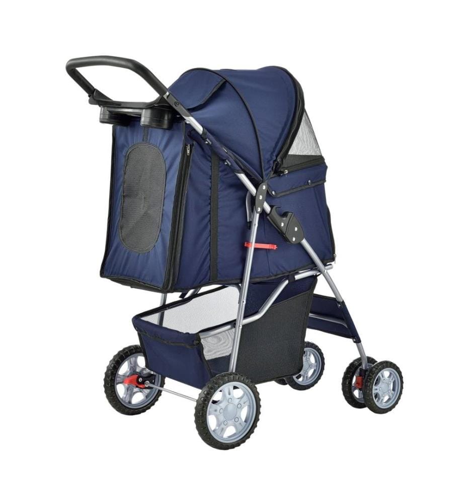 Hundewagen Buggy Niceville mit Regenschutz 73x46x100 cm Blau
