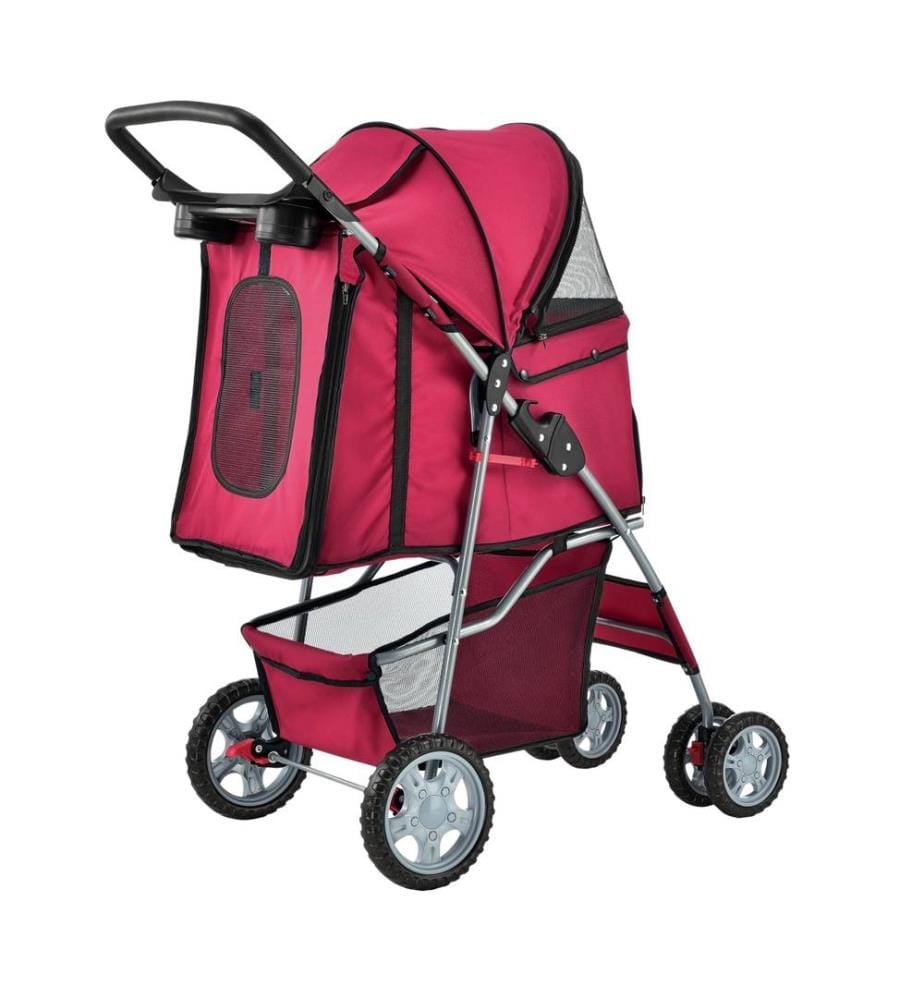 Hundewagen Buggy Niceville mit Regenschutz 73x46x100 cm Rot
