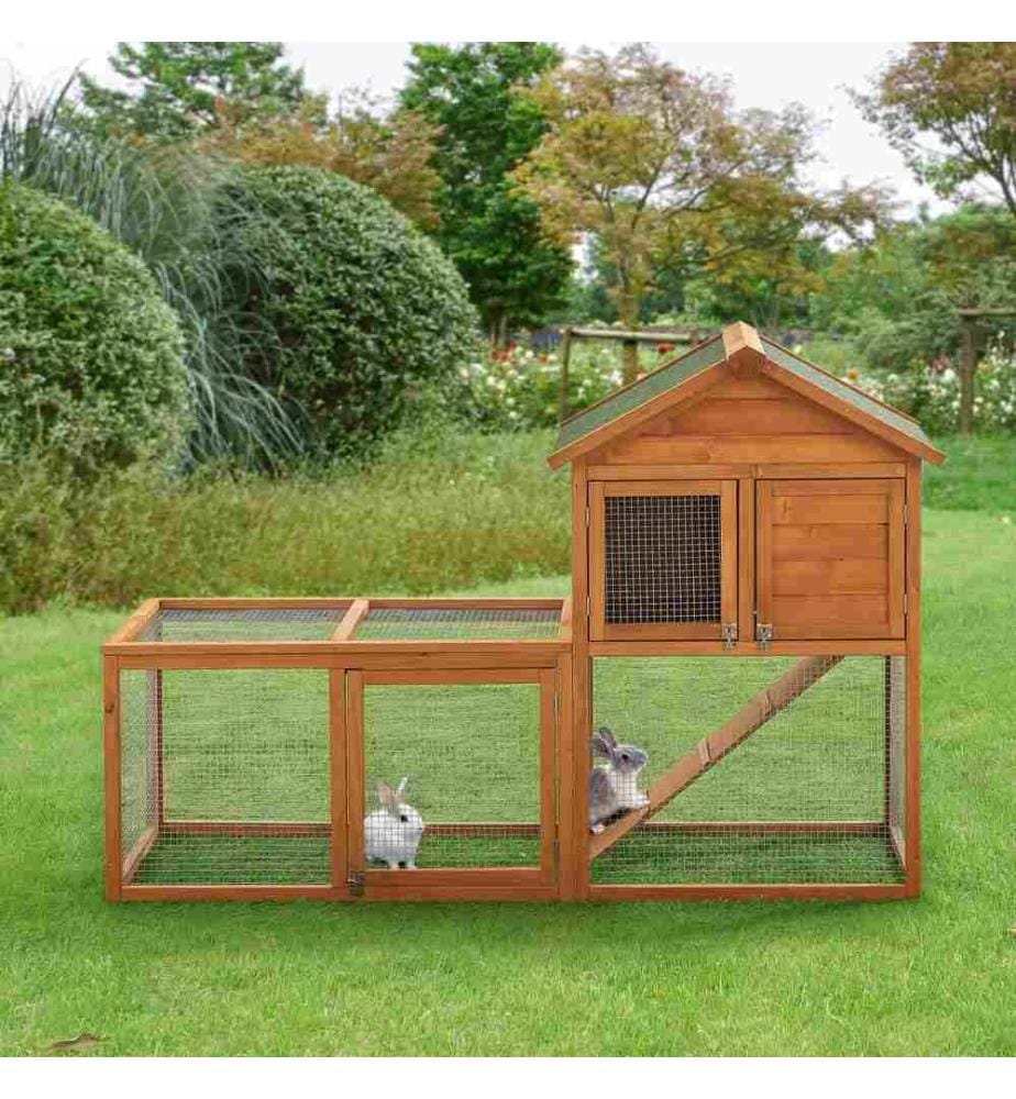 Clapier pour lapins Kelkheim 110x160x61 cm bois de sapin