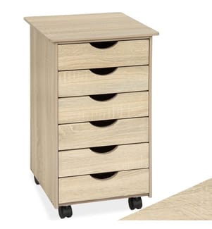 Caisson de bureau à roulettes en bois 65x36x40 cm - Bois clair, Chêne Sonoma