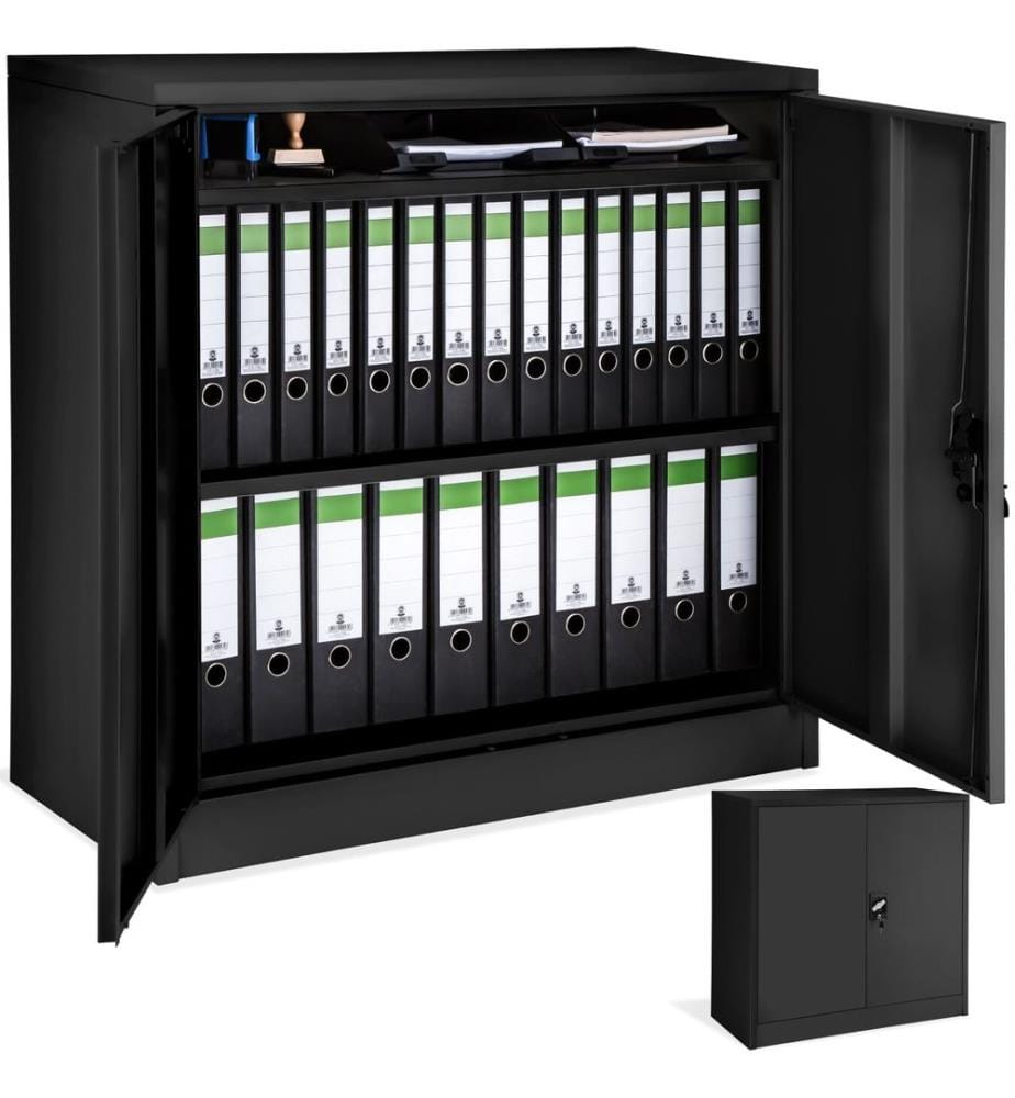 Armadio portadocumenti con 3 scomparti 90 x 40 x 90 cm - nero