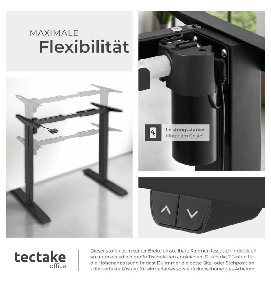 Standing Desk Frame - 2 stage electrically height-adjustable - black