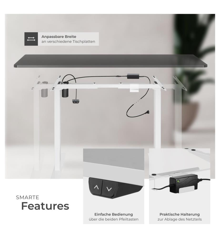 Standing Desk Frame - 2 stage electrically height-adjustable - white