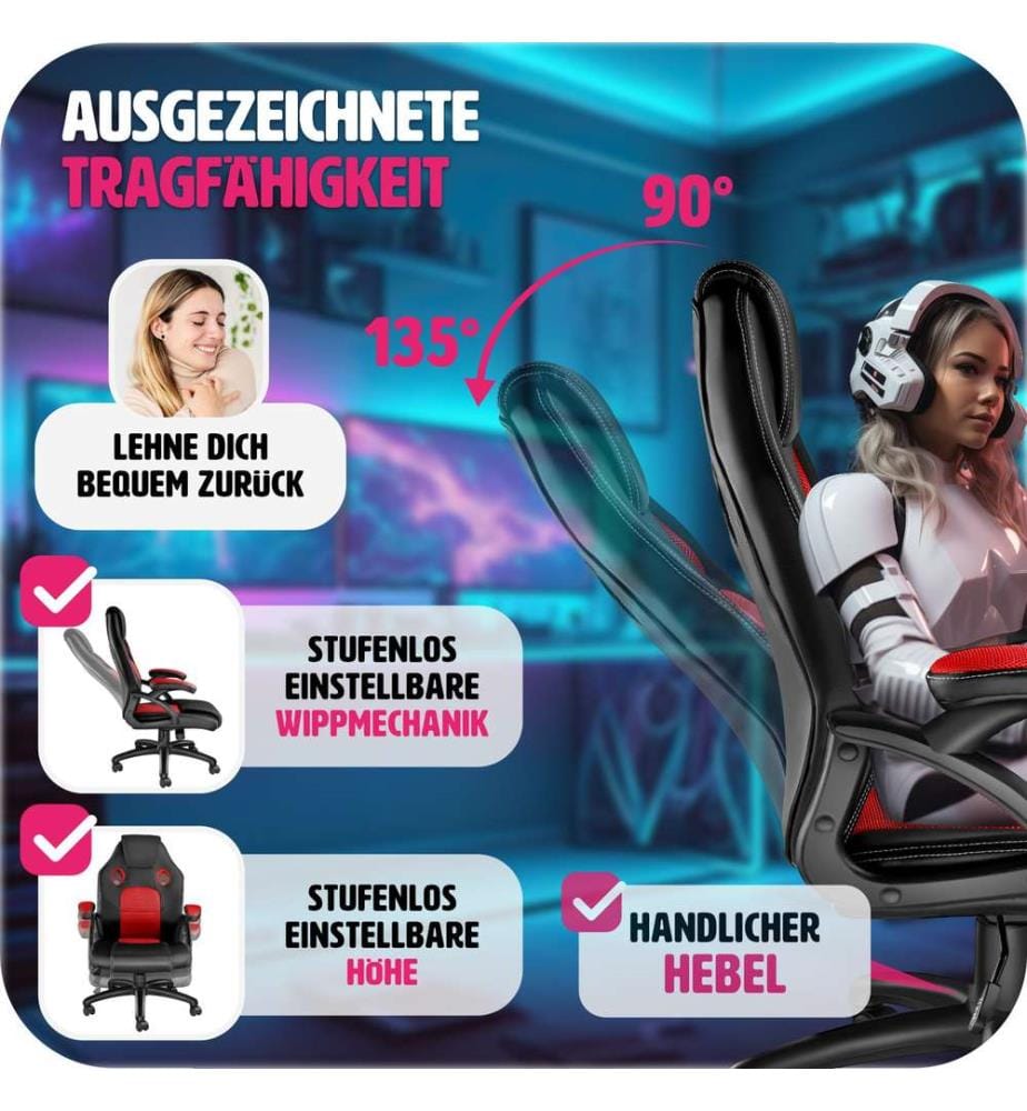 Sedia da gioco racing Mike - nerorosso