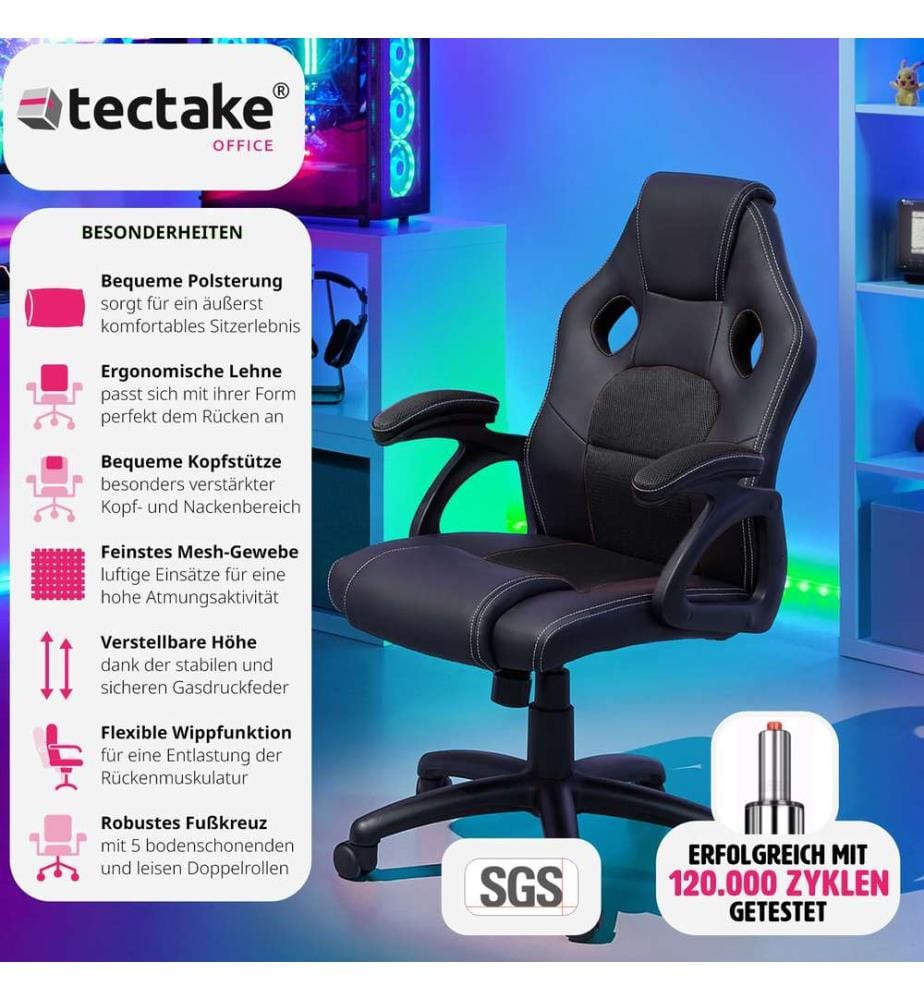 Sedia da gioco racing Mike - nero