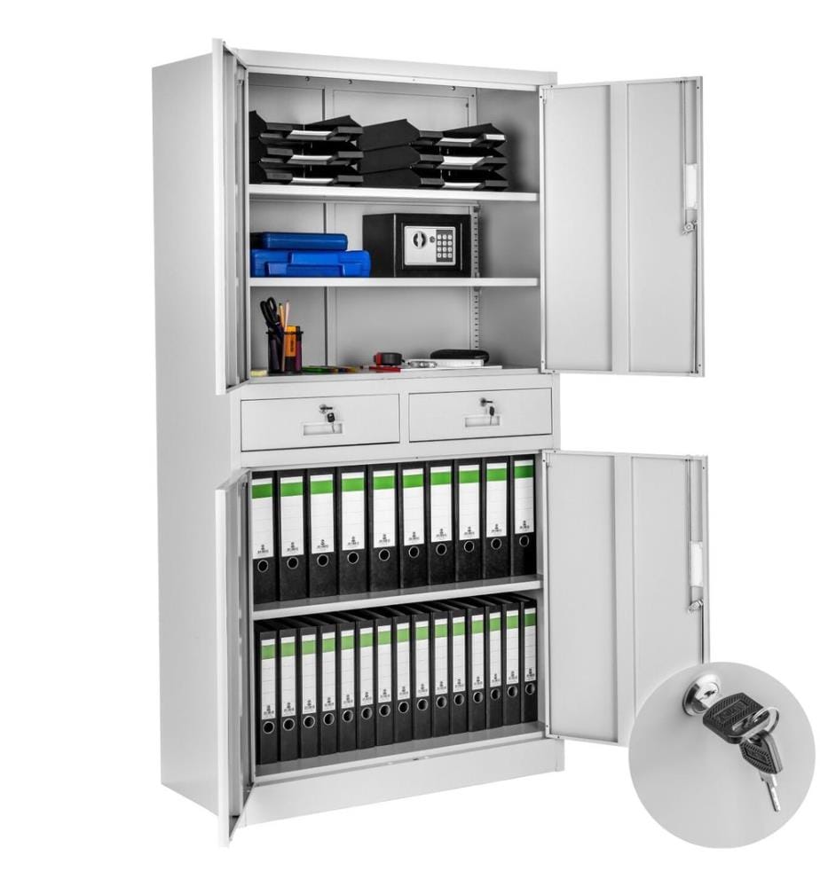 Armadio portadocumenti con 2 cassetti - grigio chiaro