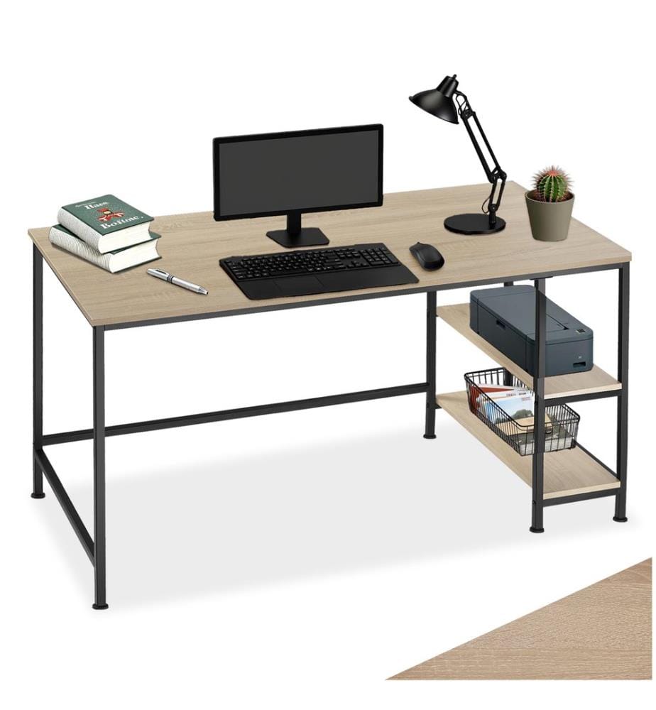 Computer-Schreibtisch Canton 120x60x75,5 cm - Industrial Holz hell, Eiche Sonoma