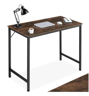 Scrivania Jenkins - Legno industriale scuro, rustico, 80 cm
