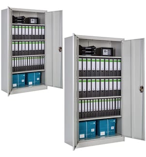 Armadio portadocumenti a 5 scomparti 180 x 90 x 40 cm - grigio, Set di 2