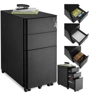 Caisson de bureau à roulettes Parvus, 2 tiroirs, 1 casier à dossiers suspendus - noir