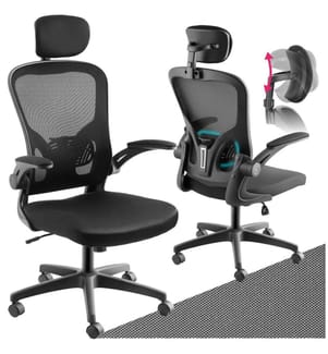 Sedia da ufficio Arges ergonomica con poggiatesta regolabile - nero