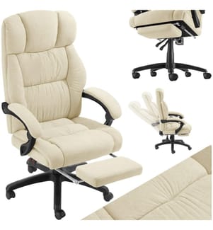 Sedia da ufficio Jillien con poggiapiedi e rivestimento in velluto - beige
