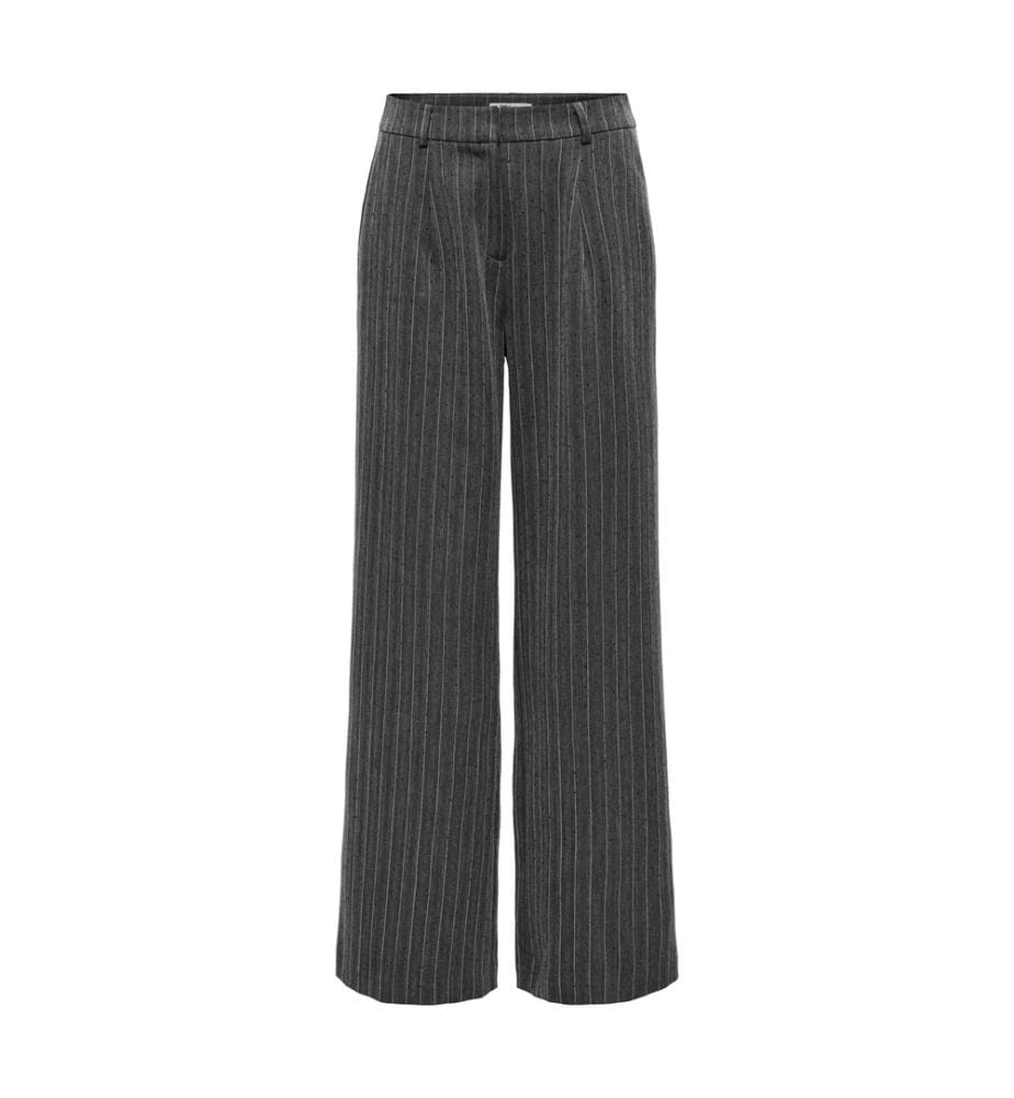 Hose - Dunkelgrauer Melange-Pinstrip mit Strass