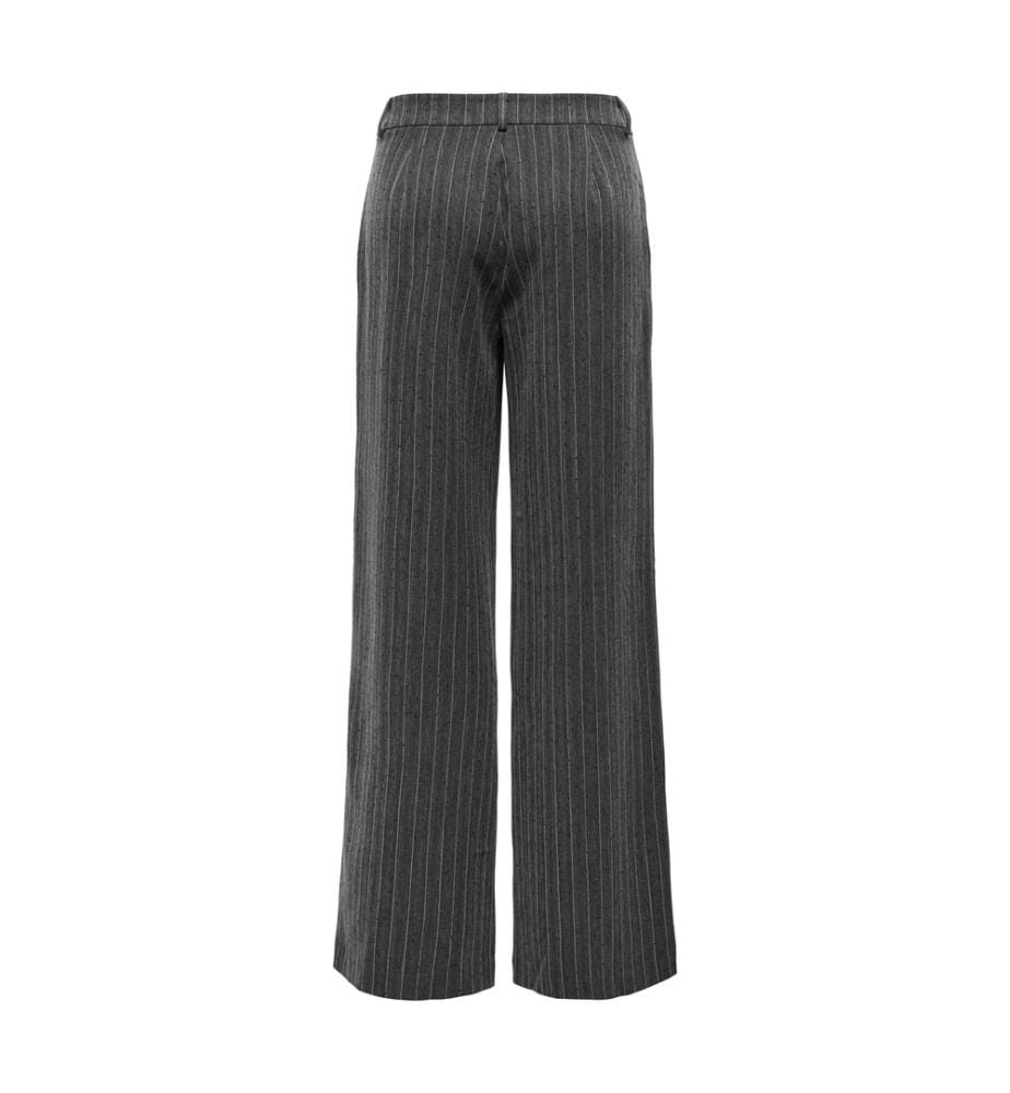 Hose - Dunkelgrauer Melange-Pinstrip mit Strass