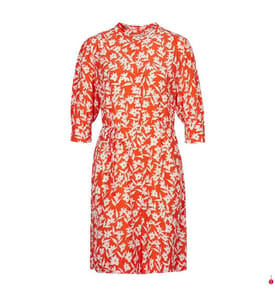 Hemdblusenkleid mit Blumendruck - Orange Red