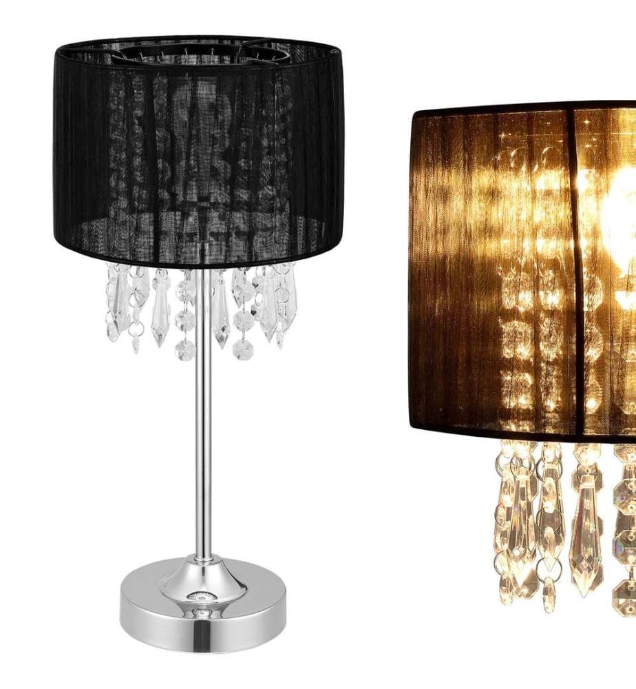 Lampe de table noir 40 cmx20 cm Lampe de table cristal textile