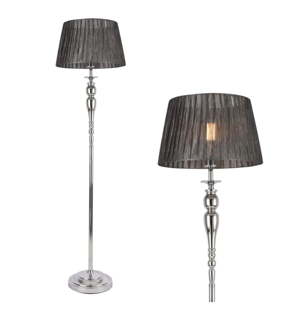 Stehlampe Lingen 151 cm E27 60W Metall Chrom Grau