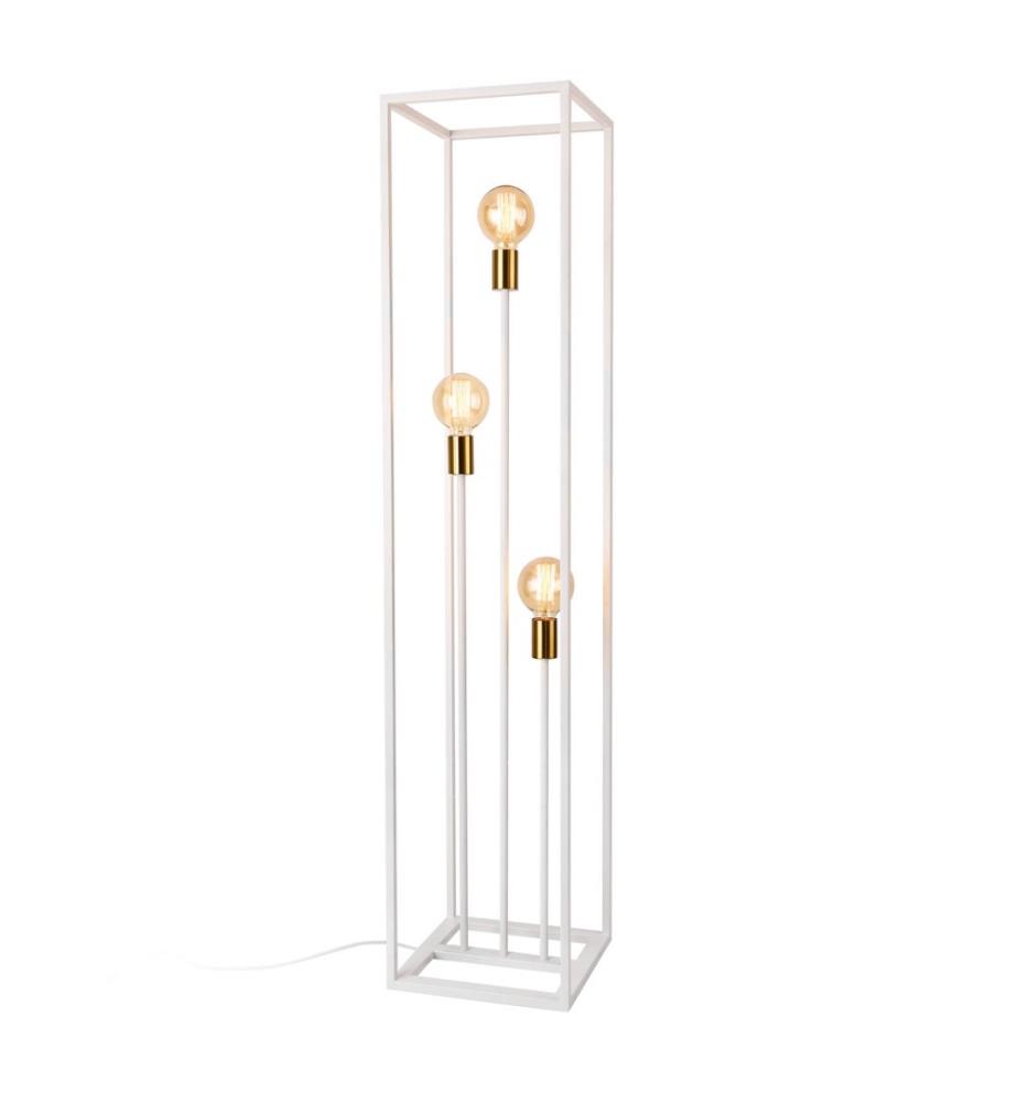 Lampadaire Groningen 3 x E27 blanc laiton