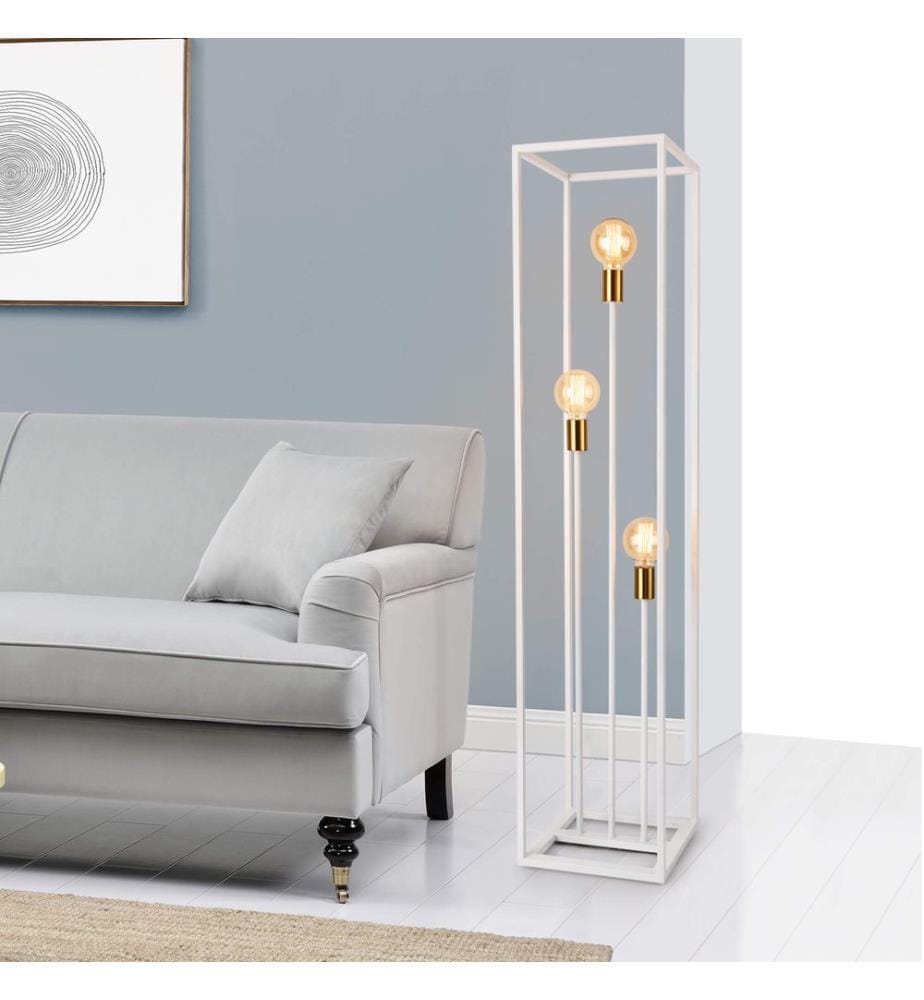 Lampadaire Groningen 3 x E27 blanc laiton