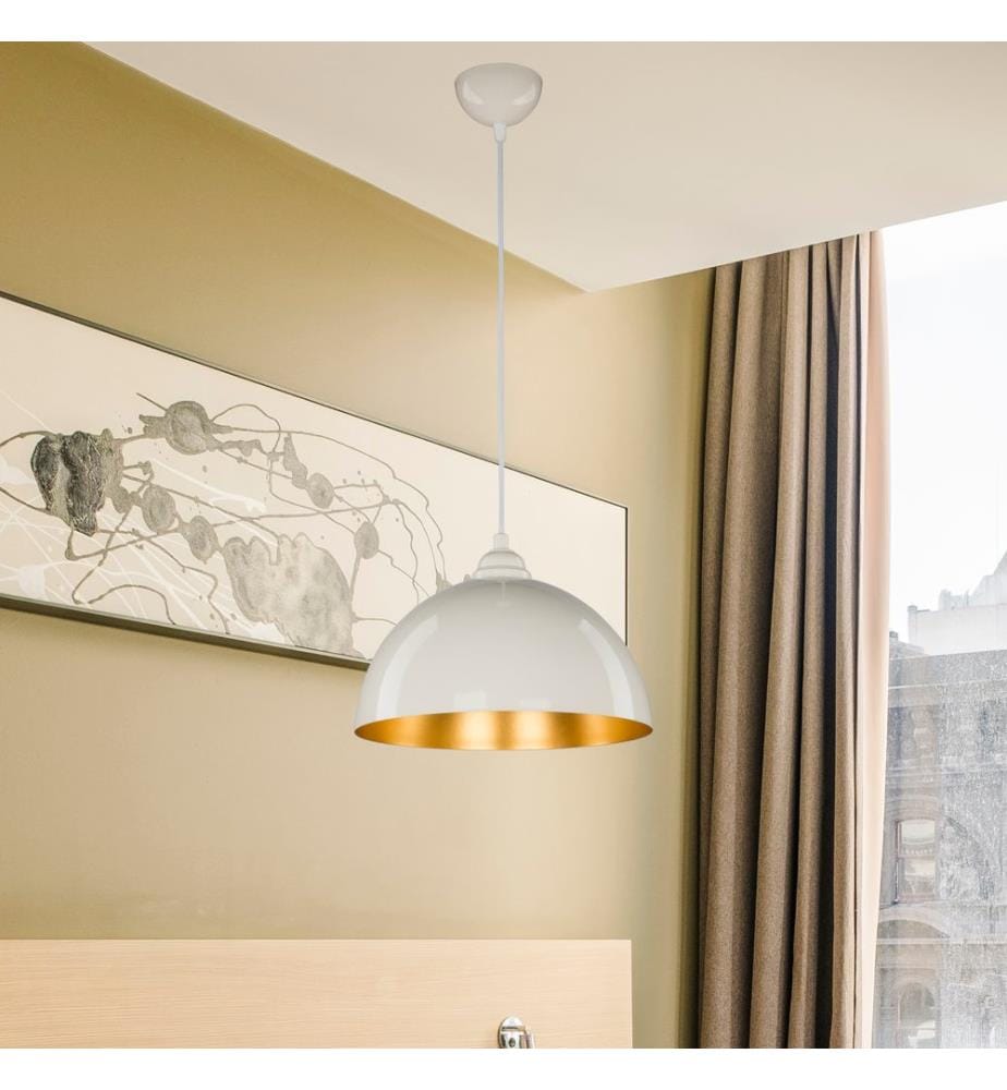 Suspension Leamington 19.5x30 cm 1-plat blanc laiton
