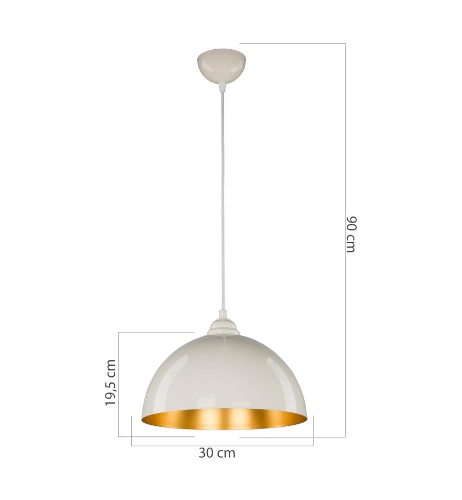 Suspension Leamington 19.5x30 cm 1-plat blanc laiton