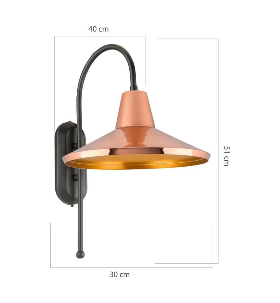 Wandleuchte Kirkcaldy 40x30x51 cm 1-fla mmig Schwarz Messing