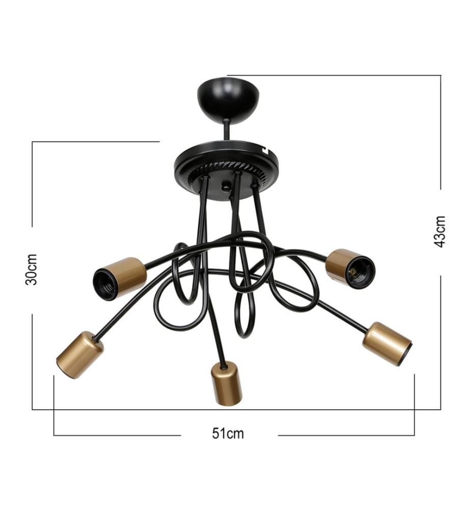 Lampe de plafond Plafonnier Kingswinford 5xE27