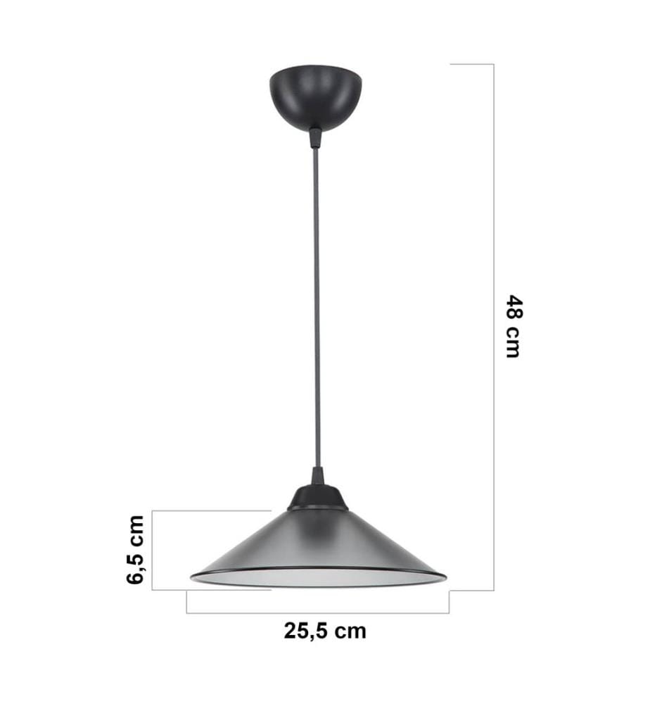Lampe à suspendre Hereford E27 Noir Gris