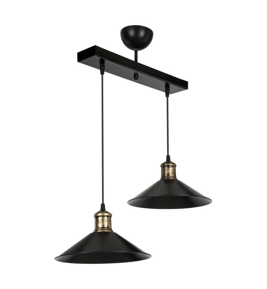 Suspension Crosby 2xE27 noir bronze antique