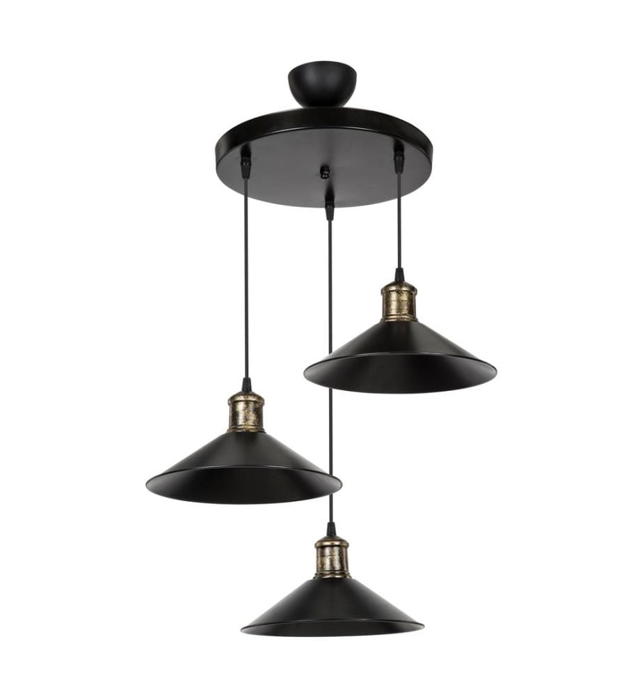 Suspension Cumbernauld 3xE27 noir bronze antique