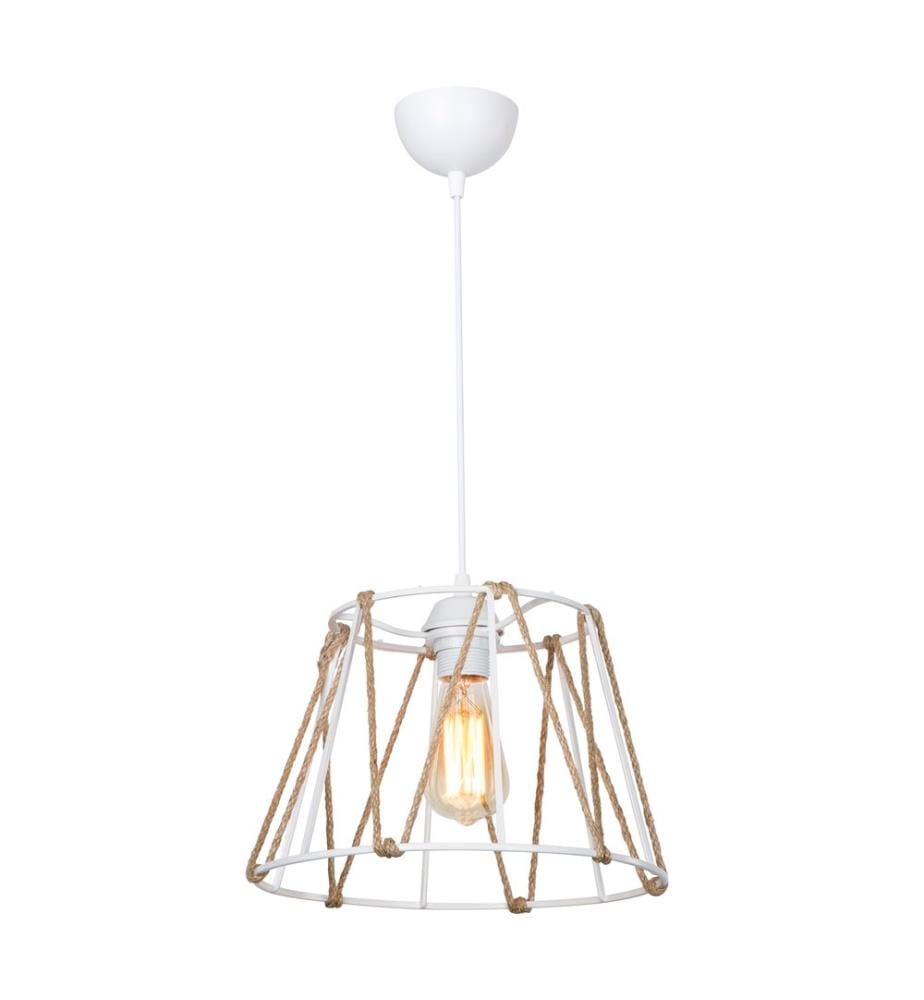 Lampe à suspendre Halifax E27 Blanc Jute