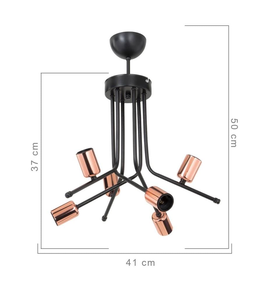 Lampe de plafond Plafonnier Halesowen 6xE27 Cuivre