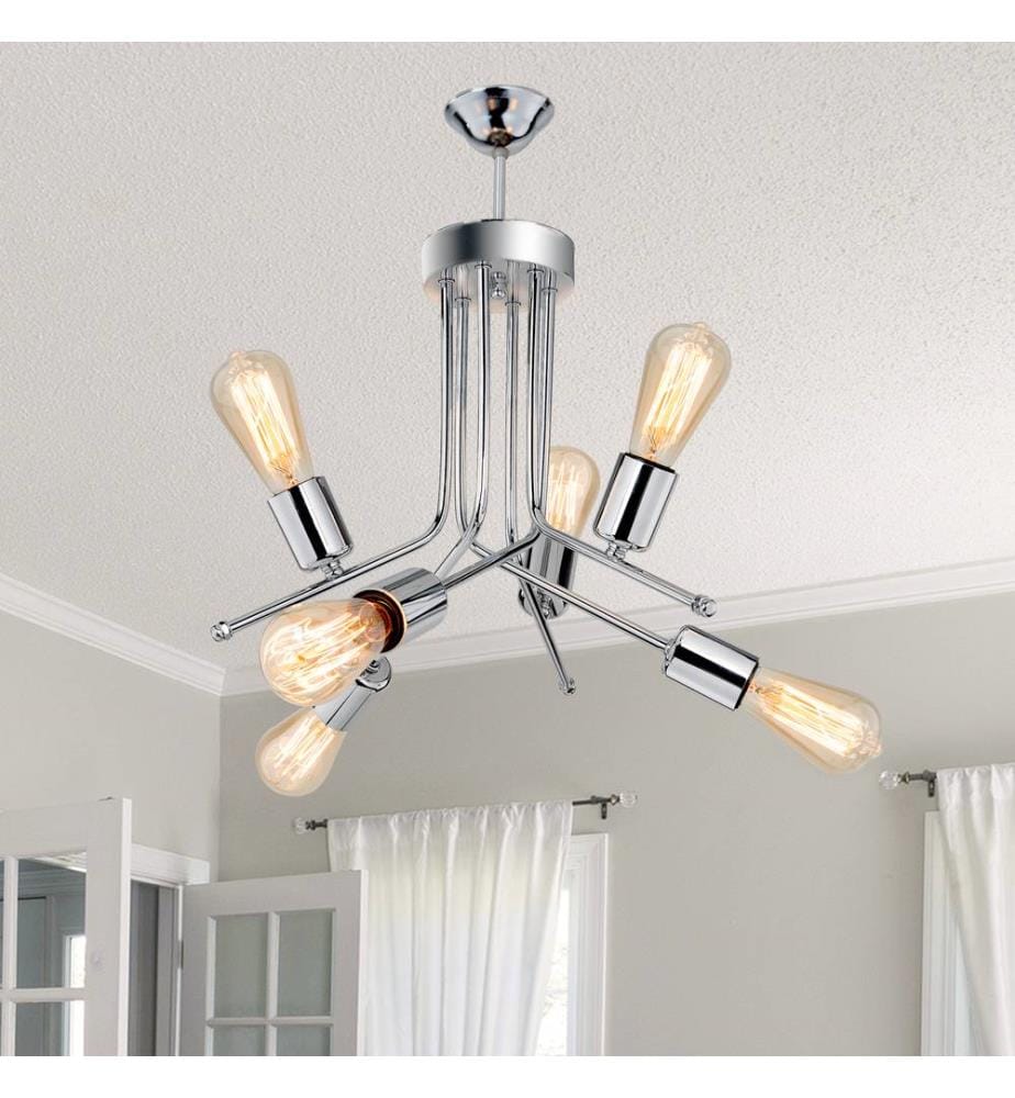 Lampe de plafond Plafonnier Halesowen 6xE27 Métal argenté