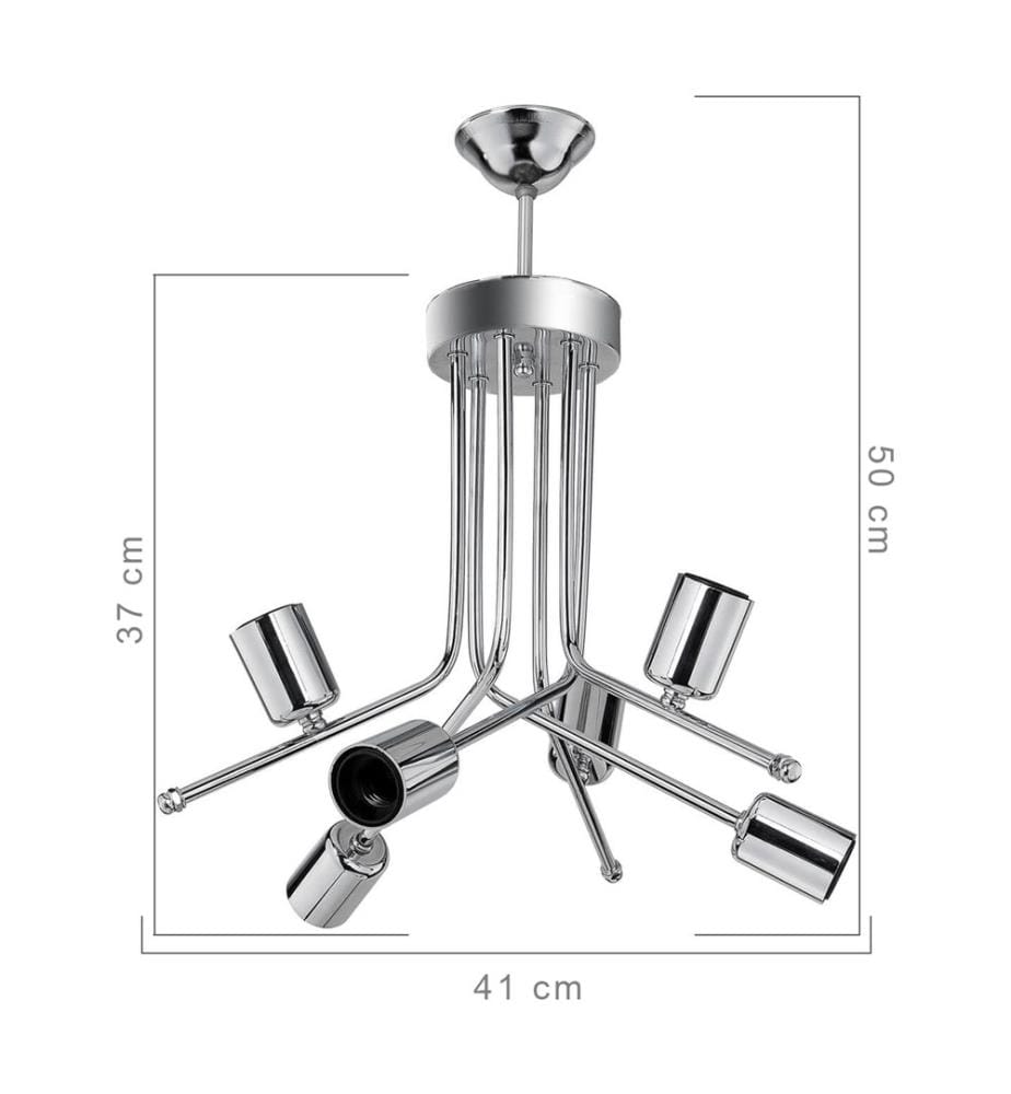 Lampe de plafond Plafonnier Halesowen 6xE27 Métal argenté