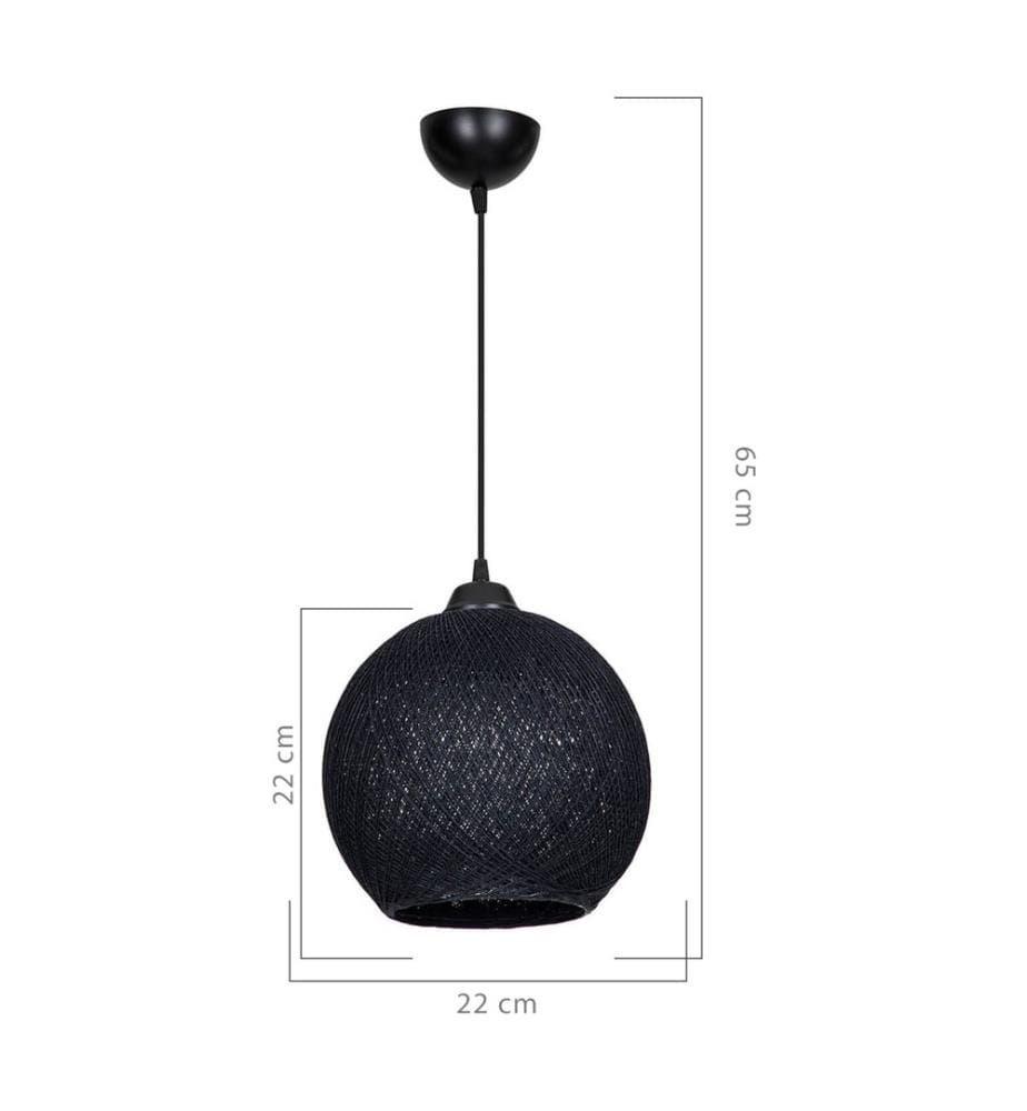 Suspension Lisburn E27 métal corde de jute noir