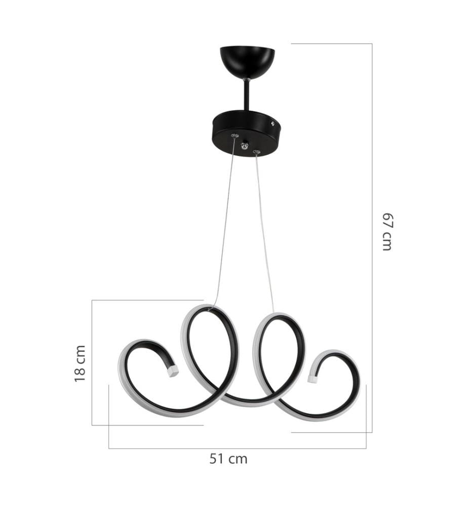 Suspension Durham avec 206 LED aluminium noir blanc