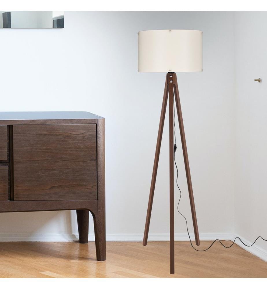Lampadaire Lampadaire Guildford E27 imitation noyer crème